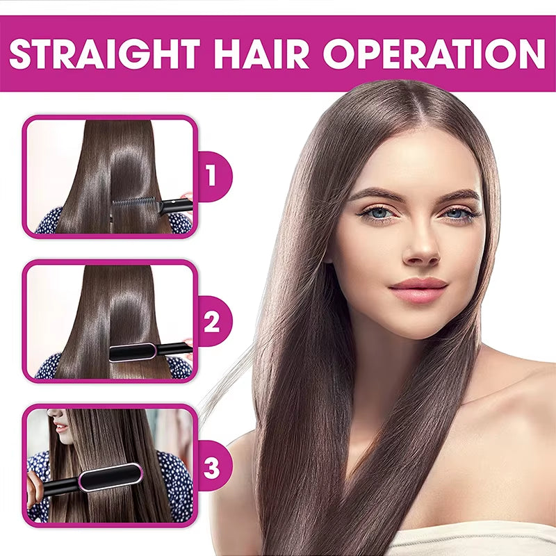 New Dual-Purpose Heated Straightening and Curling Comb with Negative Ions That Won’T Damage Your Hair Hair Straightenercomb