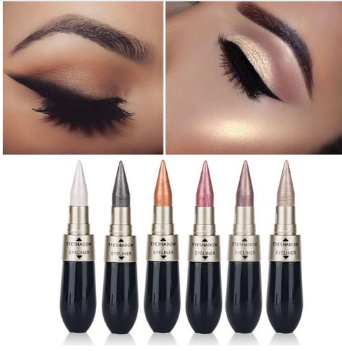 Sombra de ojos de doble punta con seis colores y delineador negro.