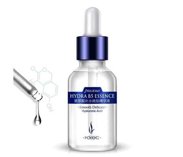 Suero facial nutritivo e hidratante con ácido hialurónico de reposición líquida.