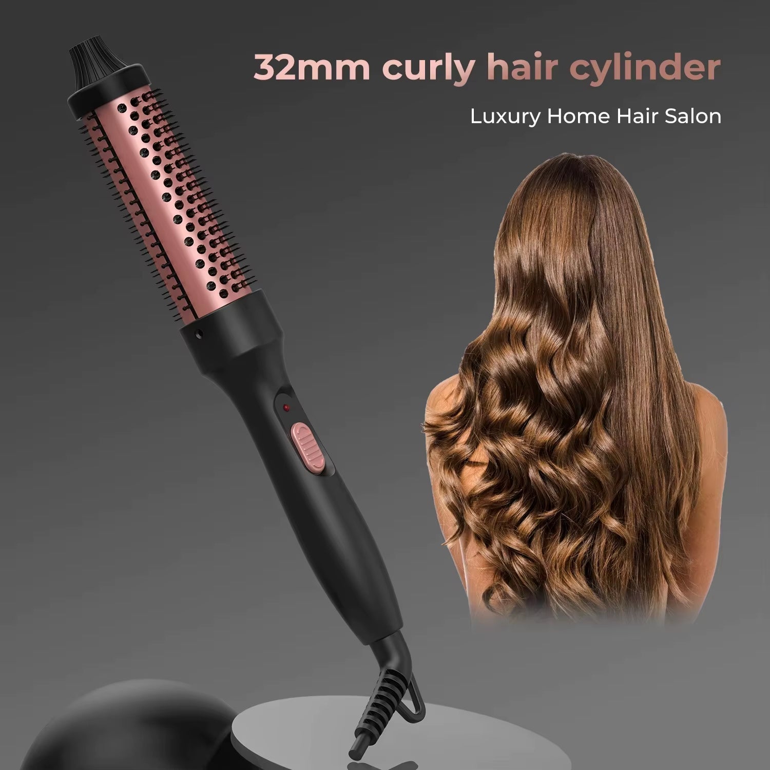 PTC Heated Curling Iron Brush 32Mm Thermal round Brush anti Scald Hair Styler Volumizing Curler for Home Salon Use