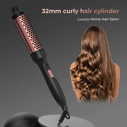 PTC Heated Curling Iron Brush 32Mm Thermal round Brush anti Scald Hair Styler Volumizing Curler for Home Salon Use
