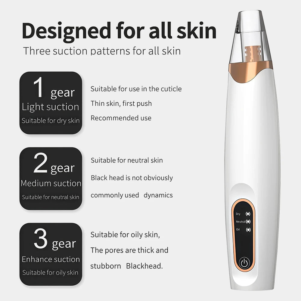 Electric Blackhead Remover Beauty Facial Cleaner Black Point Vacuum Suction Black Head Dots Remover Extractor Skin Care Tools