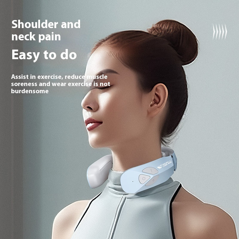 Masajeador eléctrico para el cuello con pulso EMS, recargable por USB, terapia de tracción cervical, estimulador de masaje para aliviar el dolor con función de calentamiento.