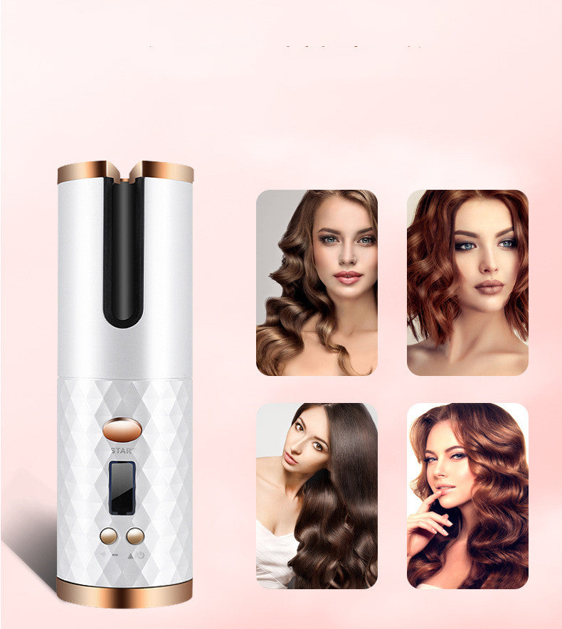 Rizador de pelo automático y portátil recargable para mujer.