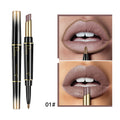 Labial doble con delineador de labios.