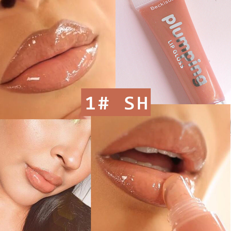 Brillo de labios húmedo con efecto volumen de cereza.