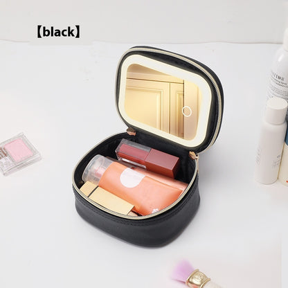 Bolsa de cosméticos portátil con luz LED.