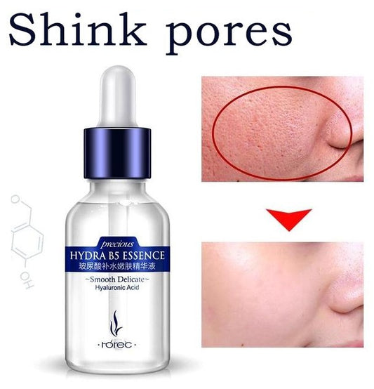 Suero facial nutritivo e hidratante con ácido hialurónico de reposición líquida.