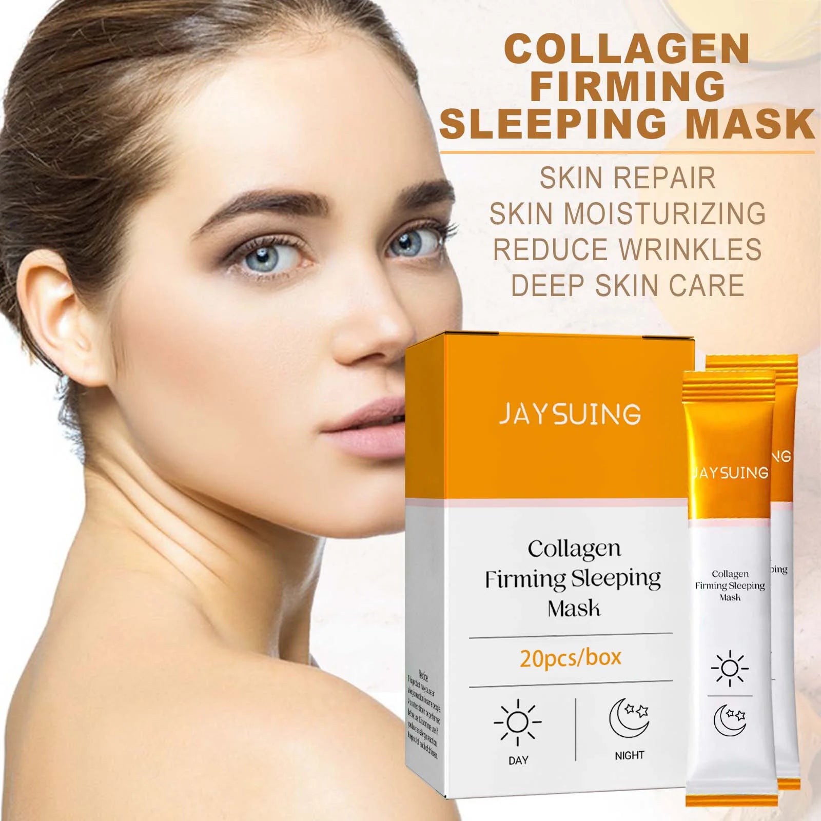 Collagen Moisturizing Mask anti Agi-Ng Nasolabial Wrinkle Remover Tightening Face Firm Fade Fine Lines Brightening Sleeping Mask