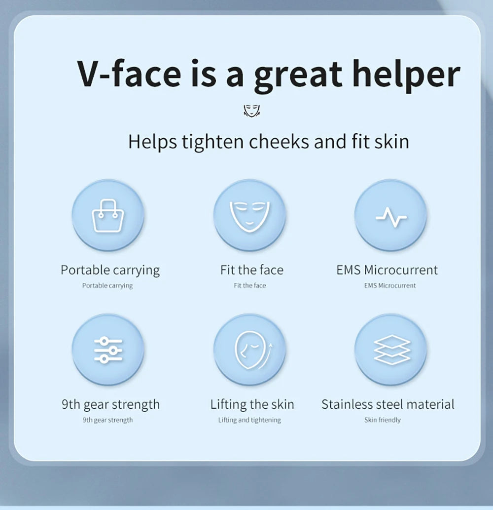 EMS Face Lifting Massager anti Wrinkle Firming Facial Massager V-Face Lift Device Microcurrent Remover Double Chin Skin Care