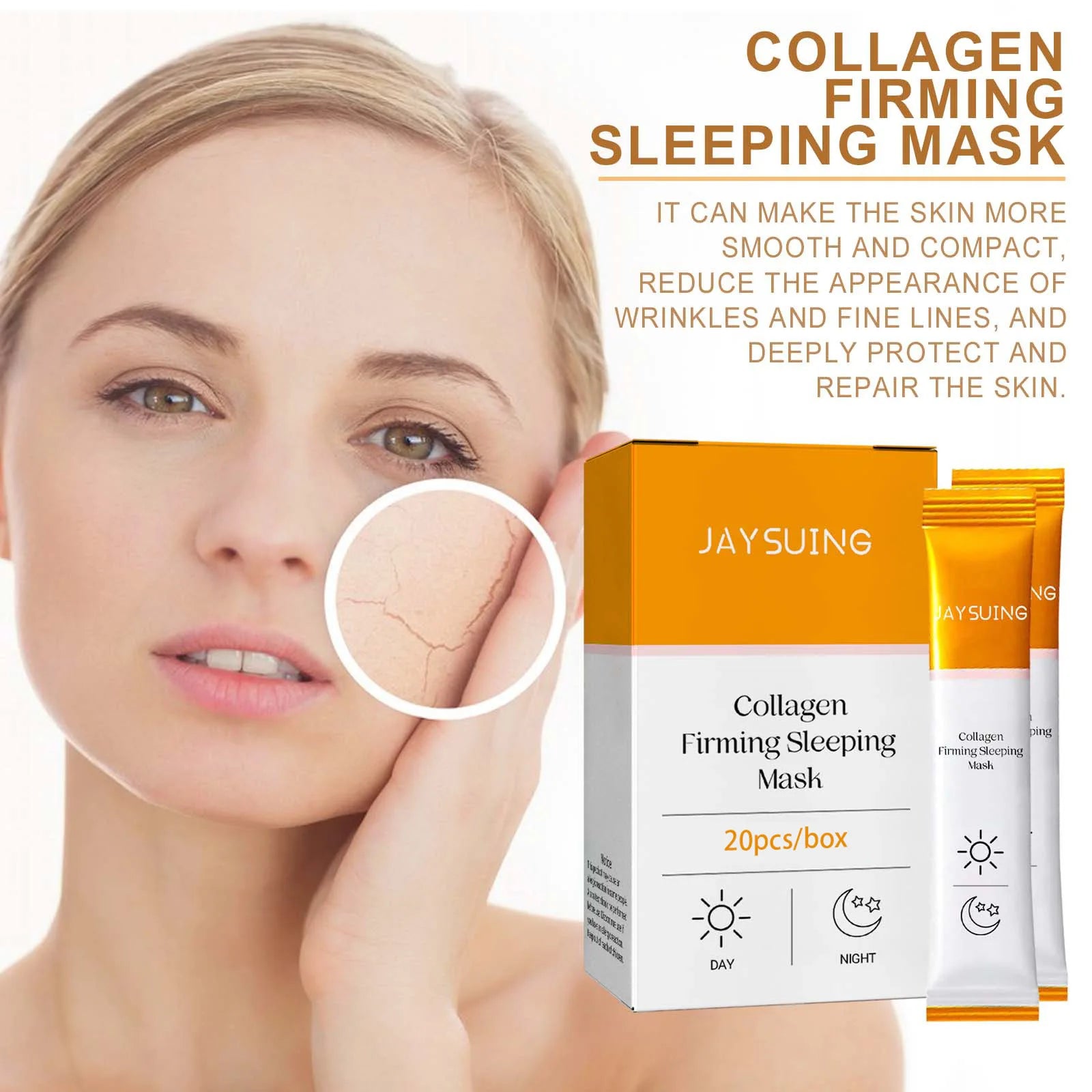 Collagen Moisturizing Mask anti Agi-Ng Nasolabial Wrinkle Remover Tightening Face Firm Fade Fine Lines Brightening Sleeping Mask