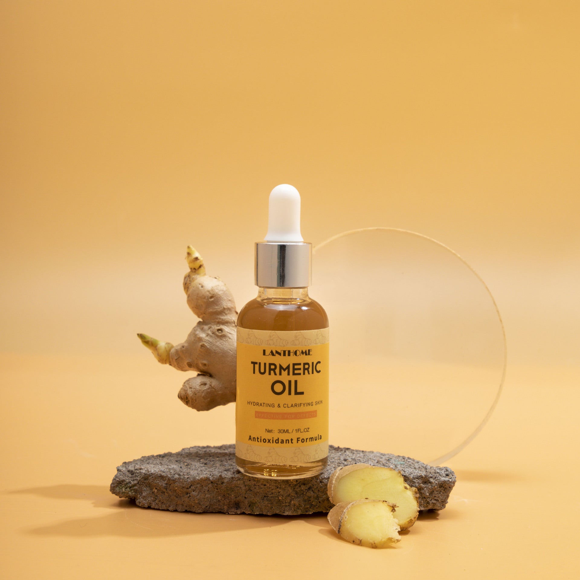 Set de cuidado de la piel con aceite esencial de cúrcuma.