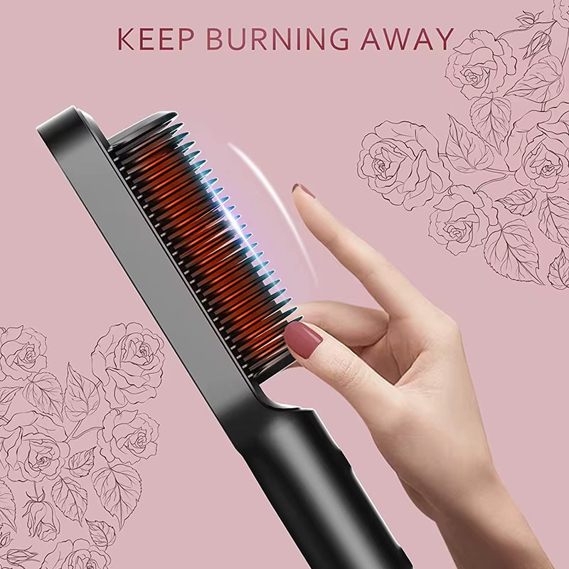 New Dual-Purpose Heated Straightening and Curling Comb with Negative Ions That Won’T Damage Your Hair Hair Straightenercomb