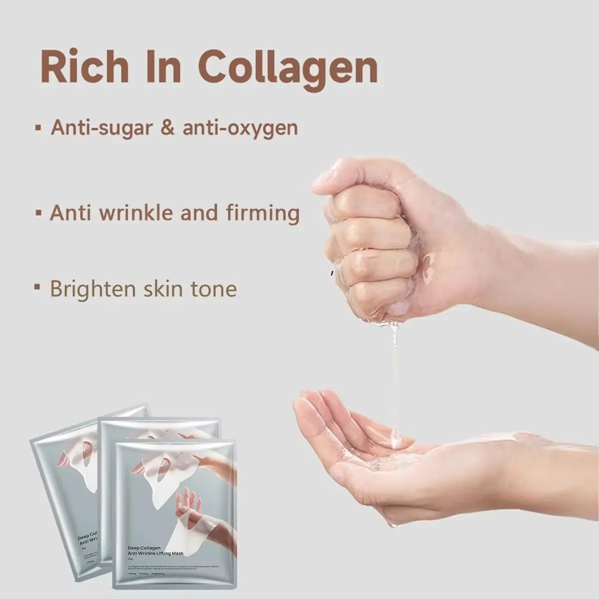 Deep Collagen anti Wrinkle Lifting Mask Collagen Face Mask Overnight, Deep Collagen Mask for Lifting Firming Moisturizing(5Pack)