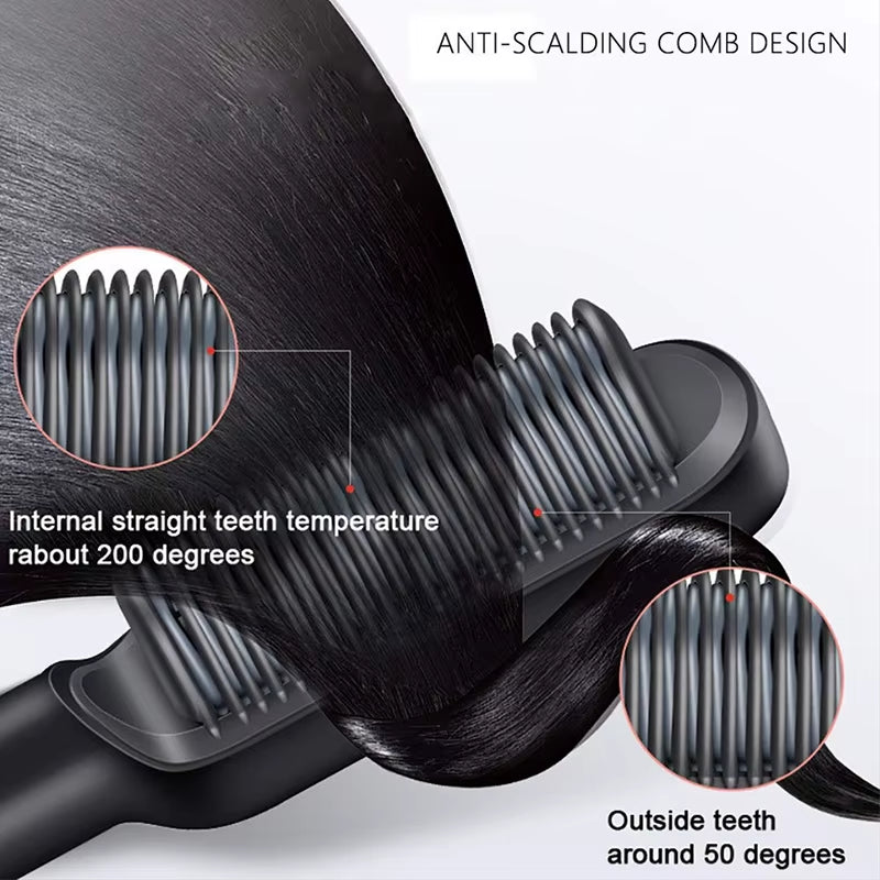 New Dual-Purpose Heated Straightening and Curling Comb with Negative Ions That Won’T Damage Your Hair Hair Straightenercomb