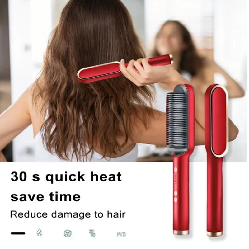 New Dual-Purpose Heated Straightening and Curling Comb with Negative Ions That Won’T Damage Your Hair Hair Straightenercomb