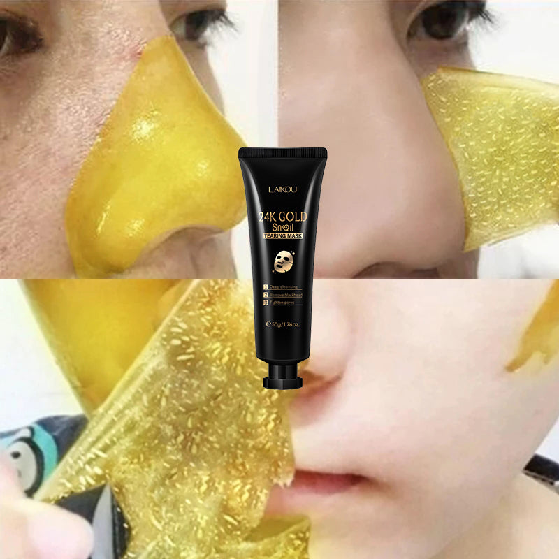 Mascarilla peel-off de caracol con lámina de oro, hidratante.